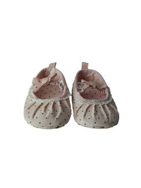 Baby Girl Pink Polka Dot Mary Jane Shoes Newborn Crib Soft Sole Lace Trim